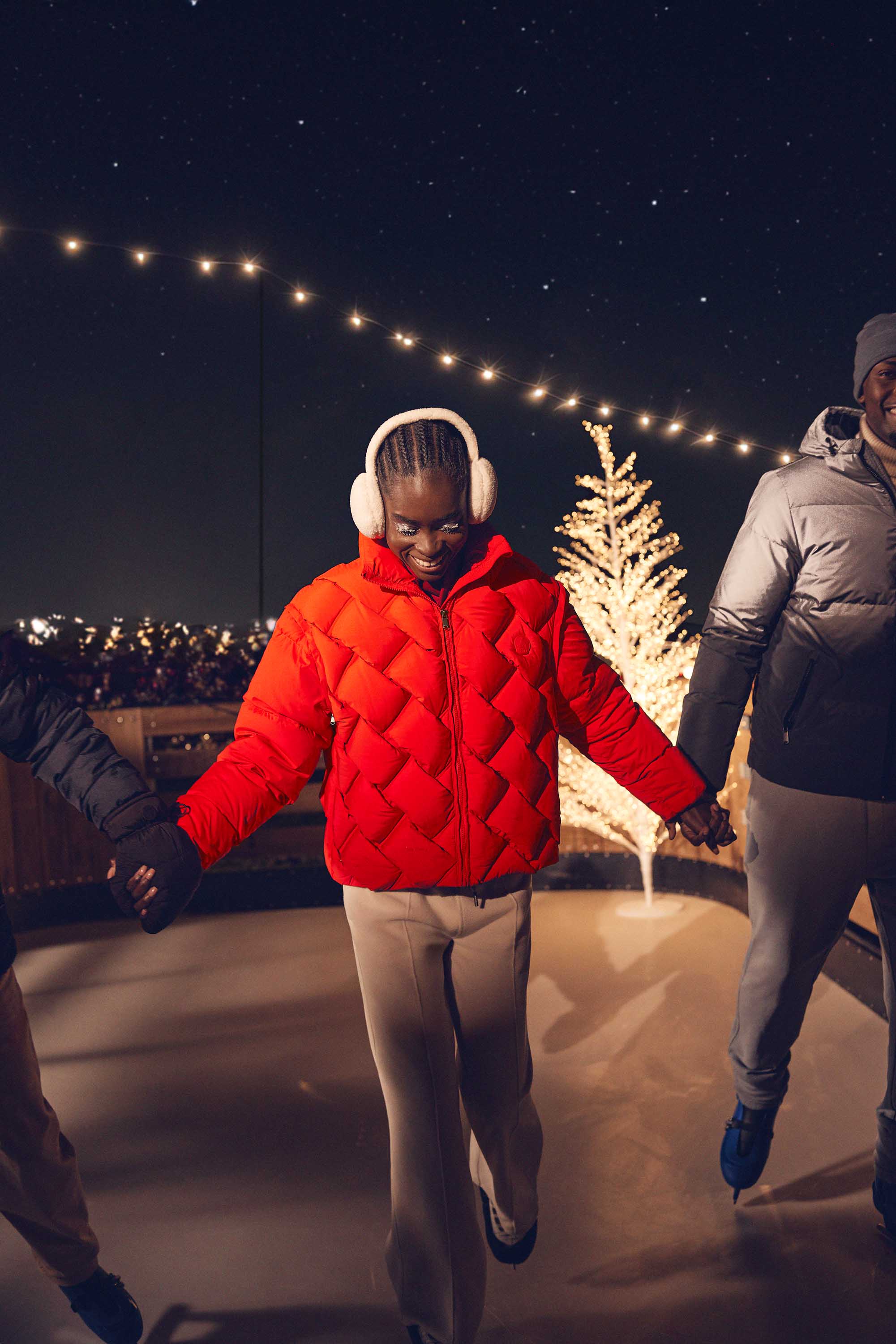 Veste Grand Froid puffer tressée Rouge carmin Alya