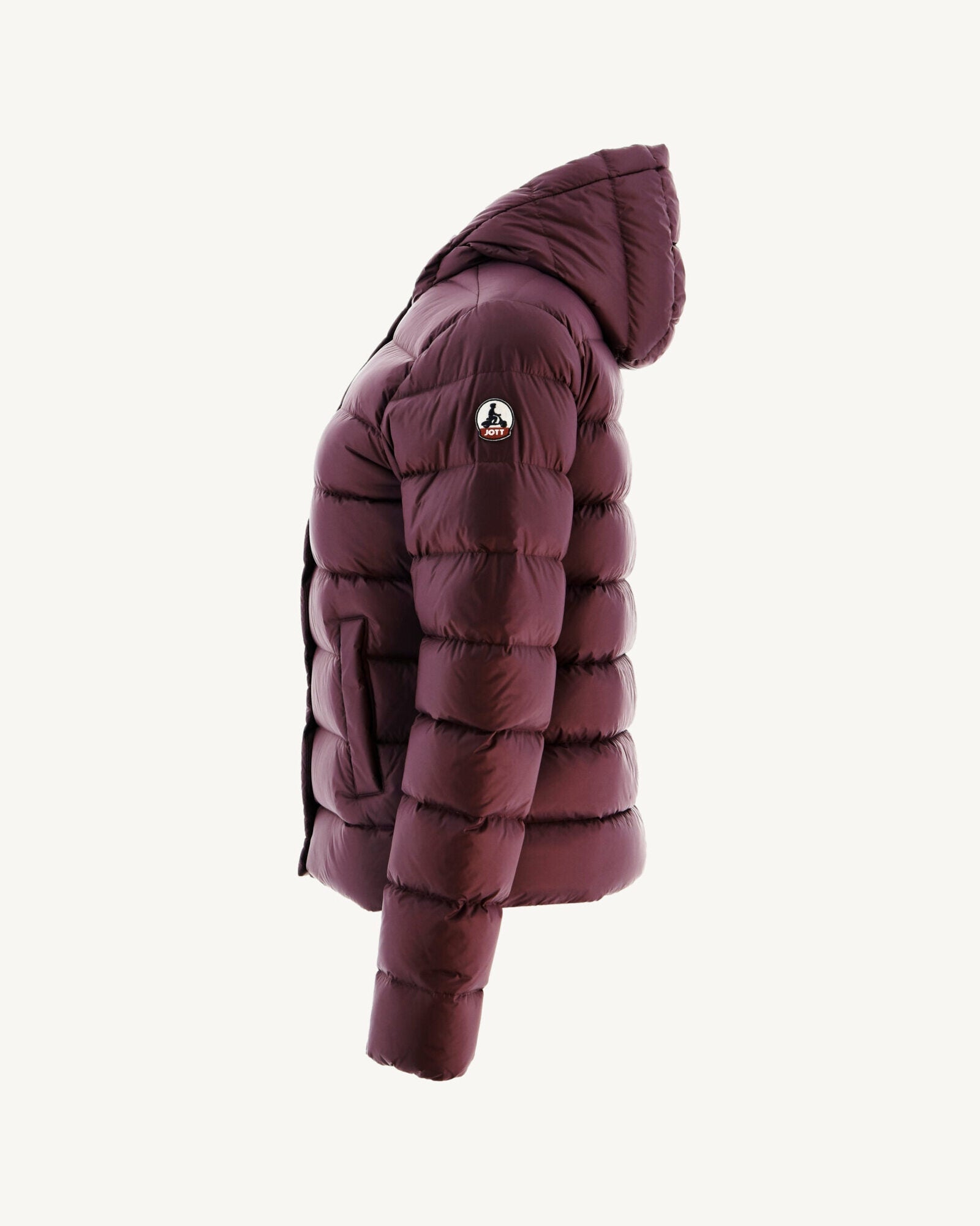 Doudoune droite à capuche Aubergine Jane