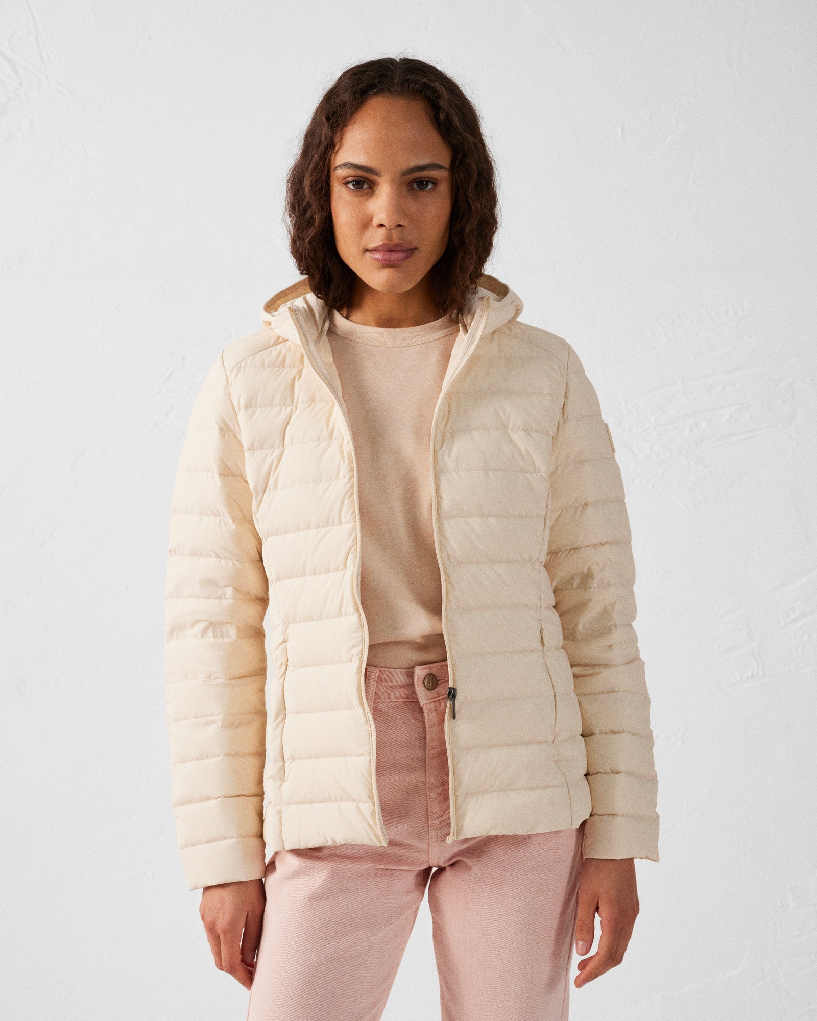 Doudoune à capuche stretch légère Argile Salma