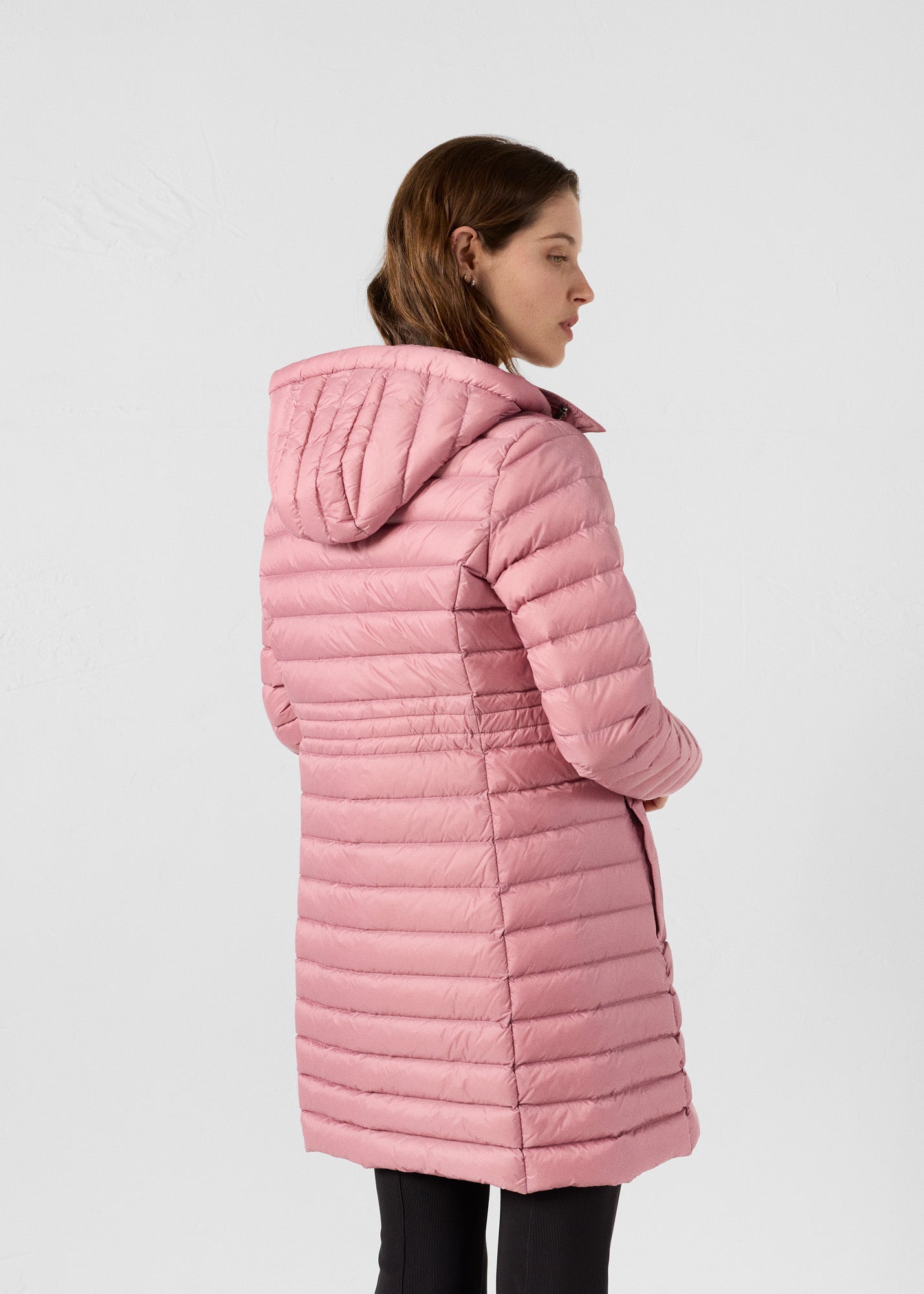 Doudoune longue à capuche Rose antique Vero 2.0