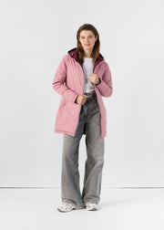 Doudoune longue réversible Rose antique/cerise noire Verone