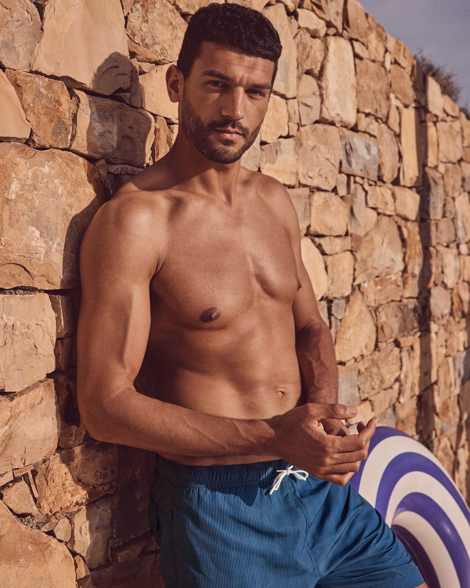 Maillot de bain Stripe marine/Bleu jeans Niolon stripe