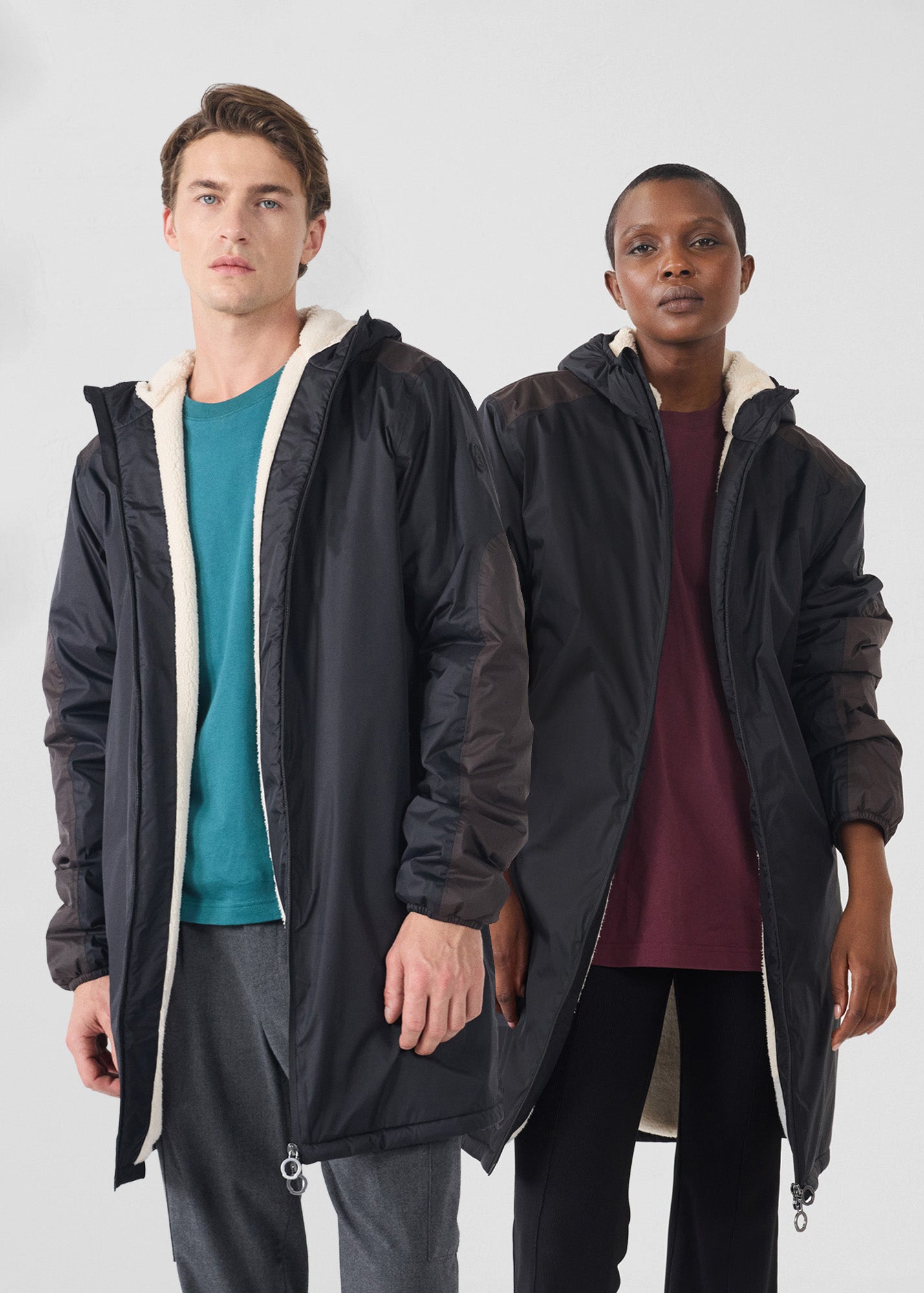 Imperméable sherpa long Noir Hallin sherpa