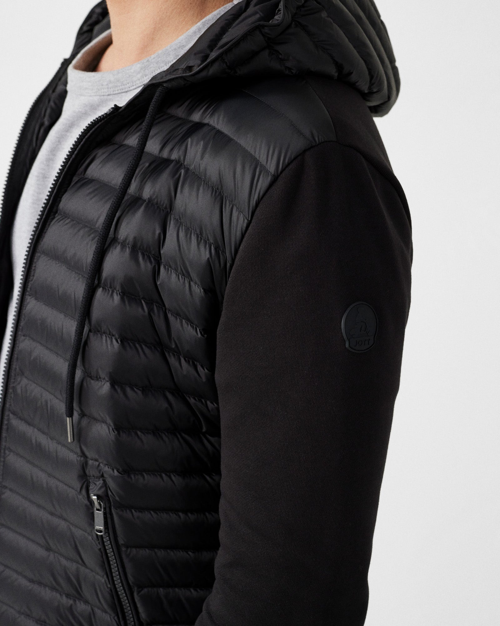 Veste bi-matière à capuche Noir Gummy 2.0
