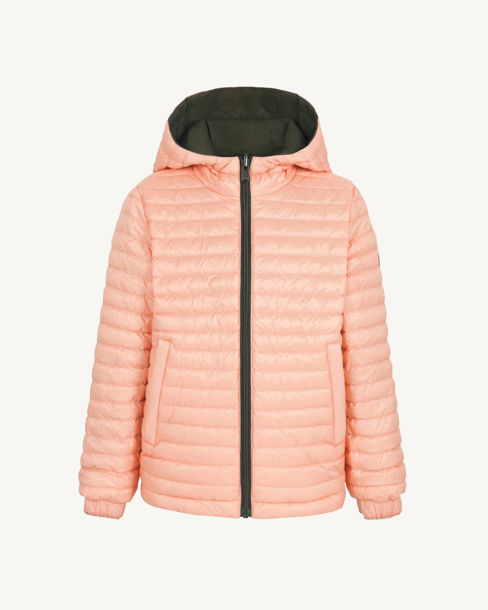 Doudoune enfant réversible à capuche Ultralight Army/Rose poudre Kyoto 2.0