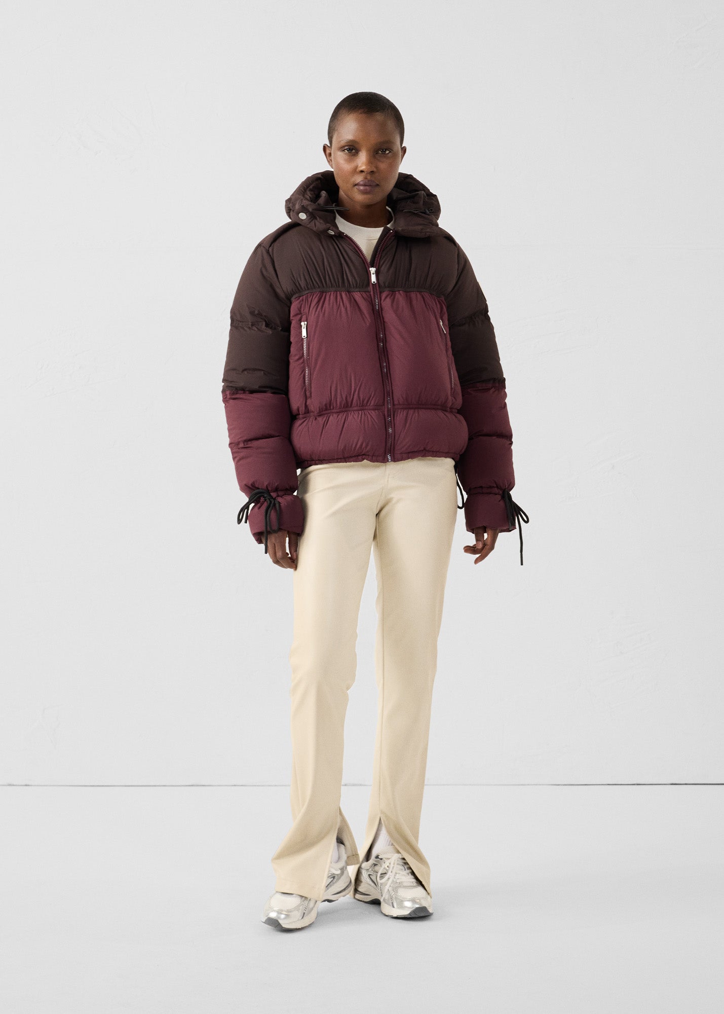 Doudoune Grand Froid esprit puffer Cerise noir/Café noir Nami Colorblock