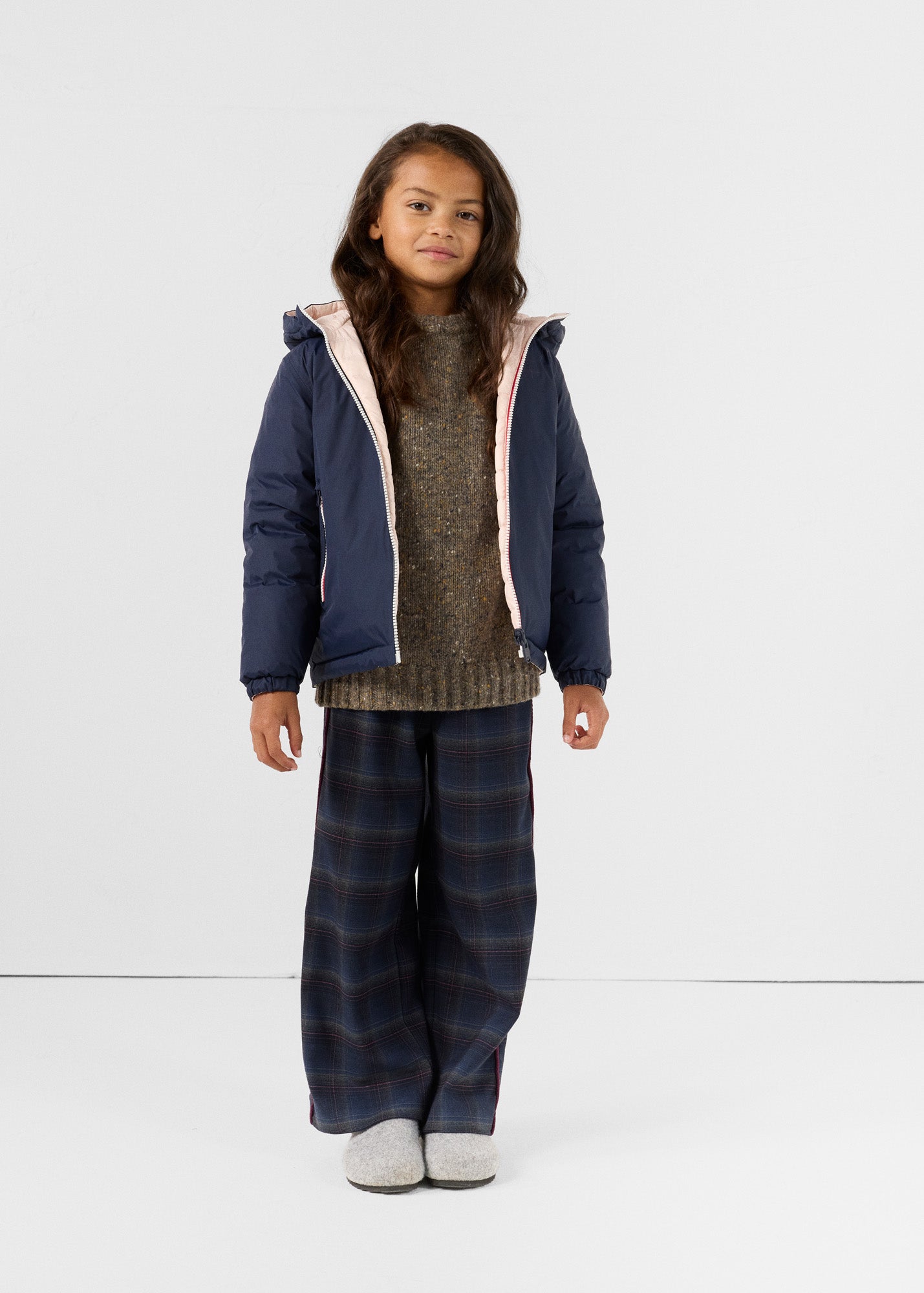 Doudoune enfant réversible Marine/rose pétale Sauda