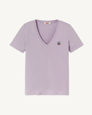 T-shirt uni col V en coton biologique Mauve pâle Cancun 2.0