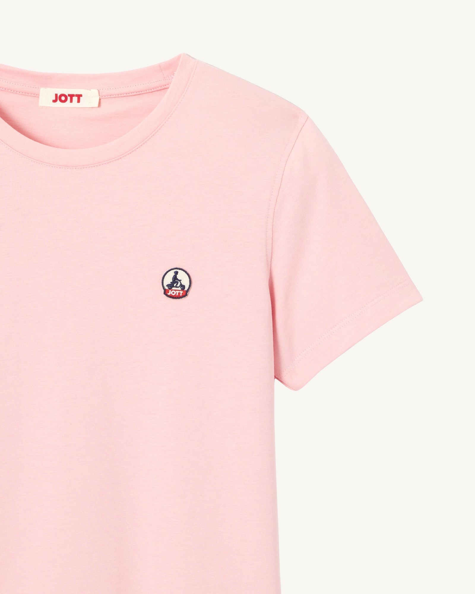 T-shirt à col rond en coton biologique Rose pêche Rosas