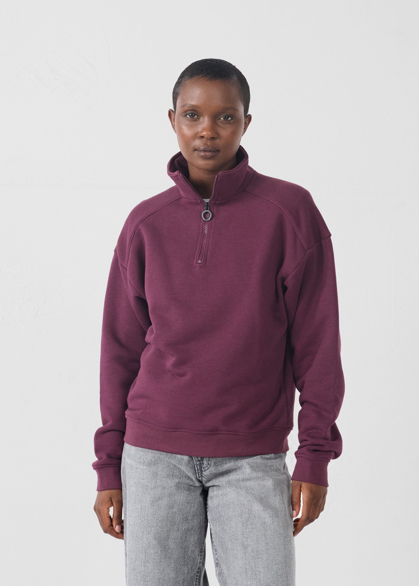 Sweatshirt demi-zippé Cerise noire Line