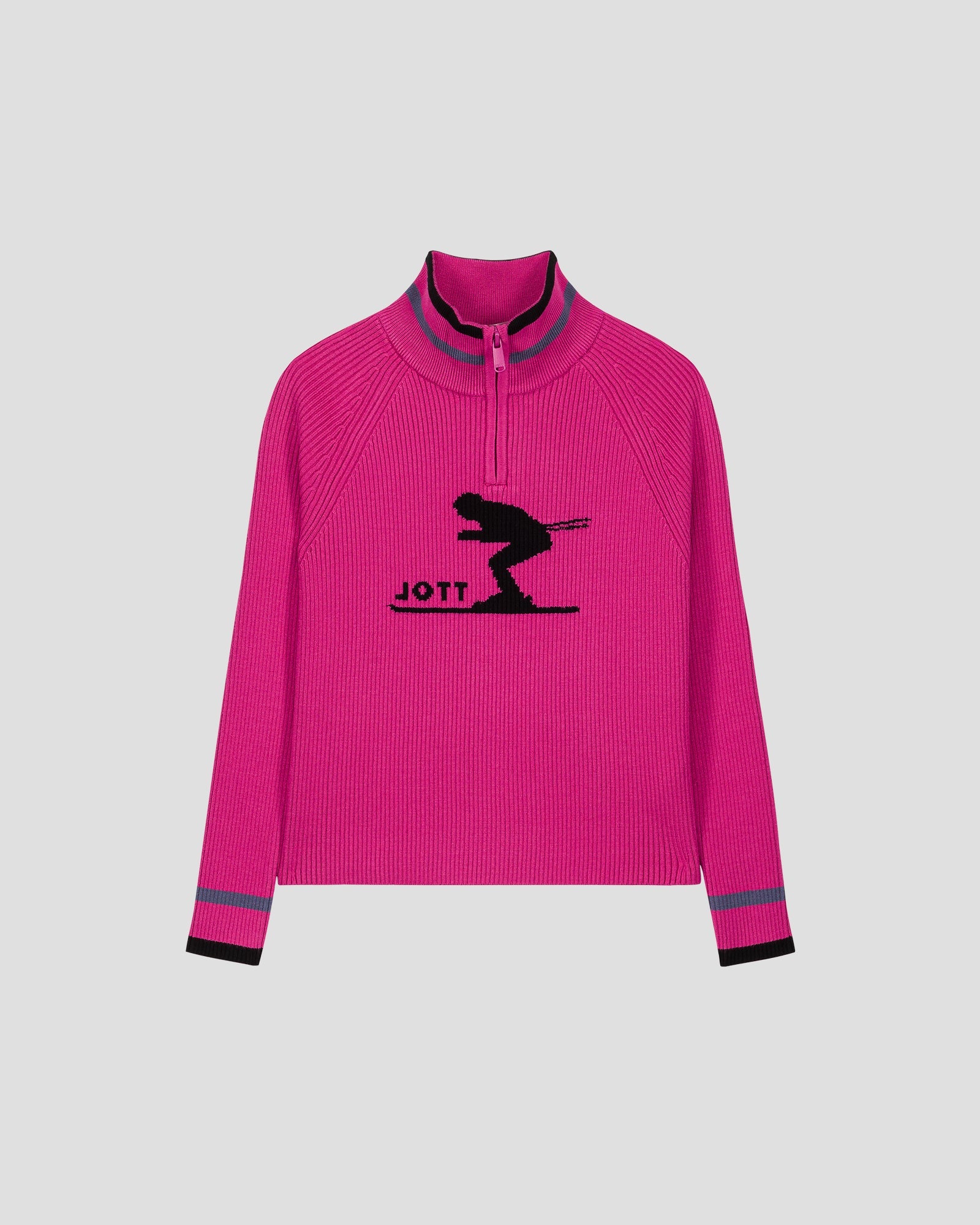 Pull côtelé col haut Rose électrique Coni