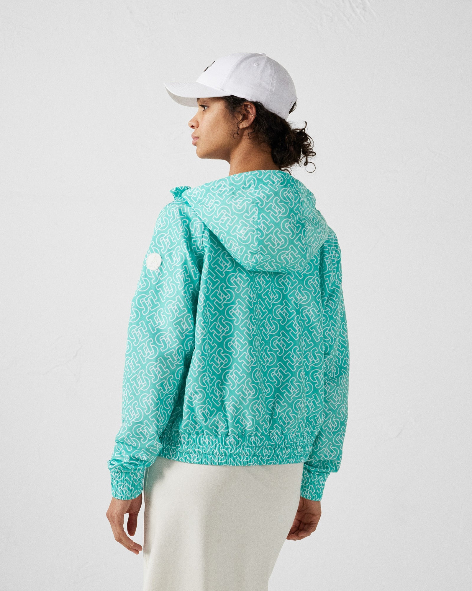 Blouson coupe-vent léger à capuche Mono lagon Alize monogram