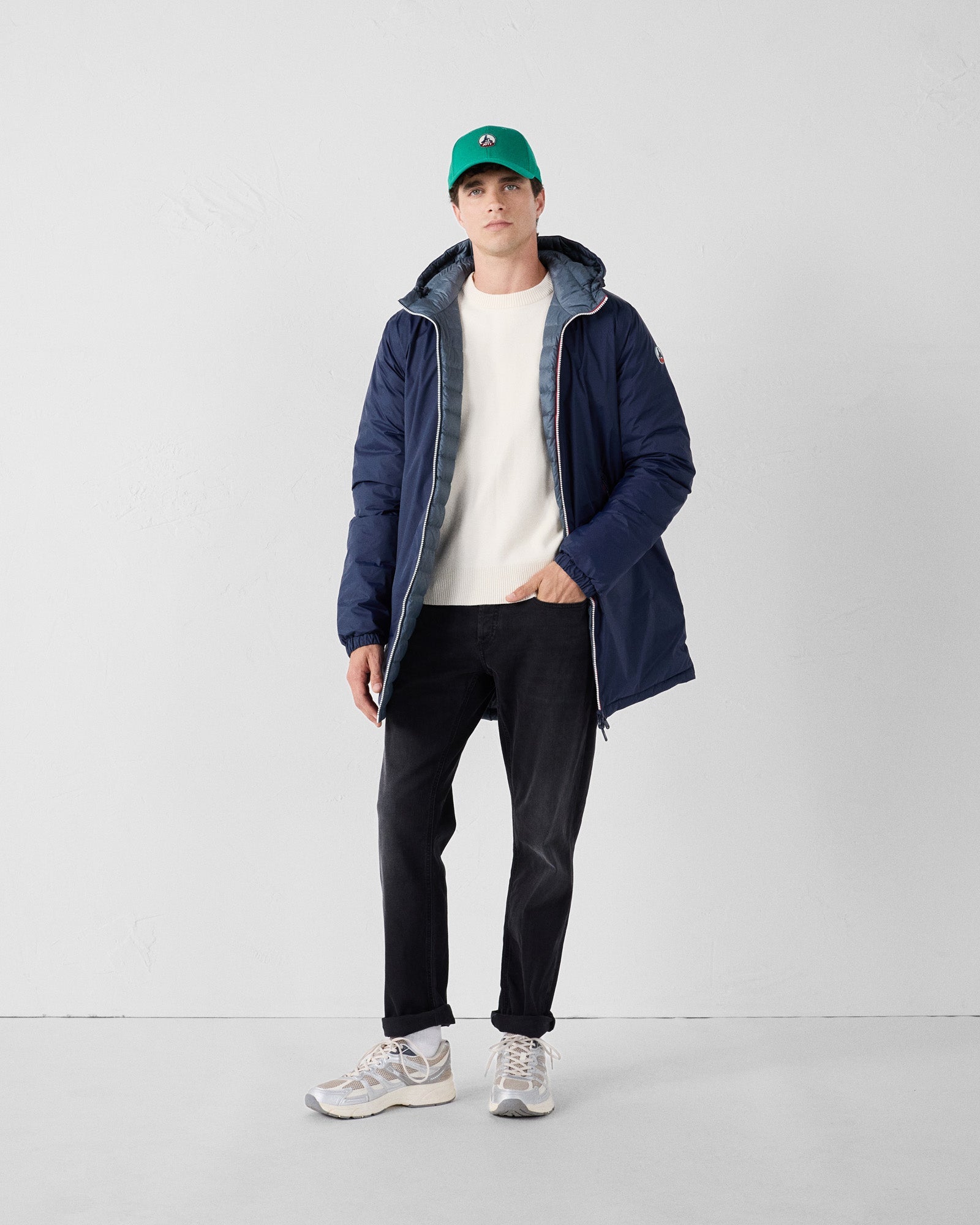 Doudoune longue réversible Marine/Bluestone Assen