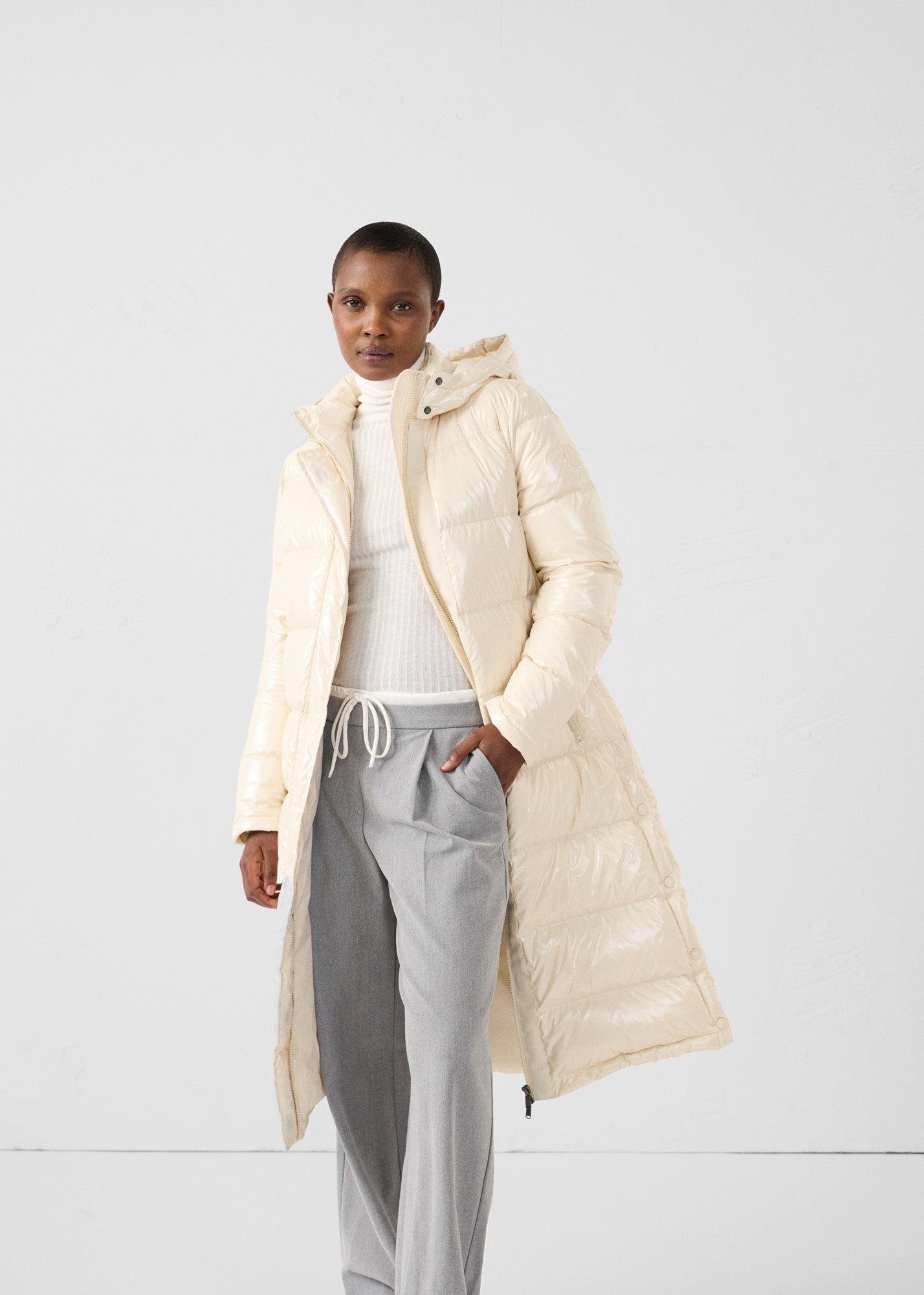 Doudoune longue laquée à capuche Grand Froid Naturel Karachi