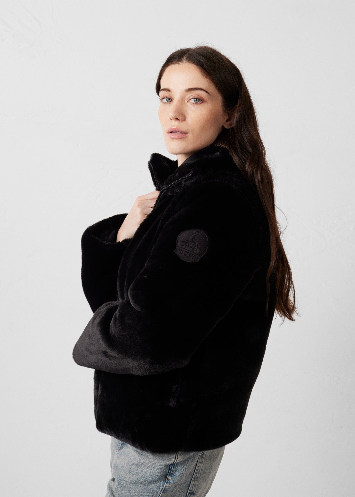 Doudoune fausse fourrure Noir Olga