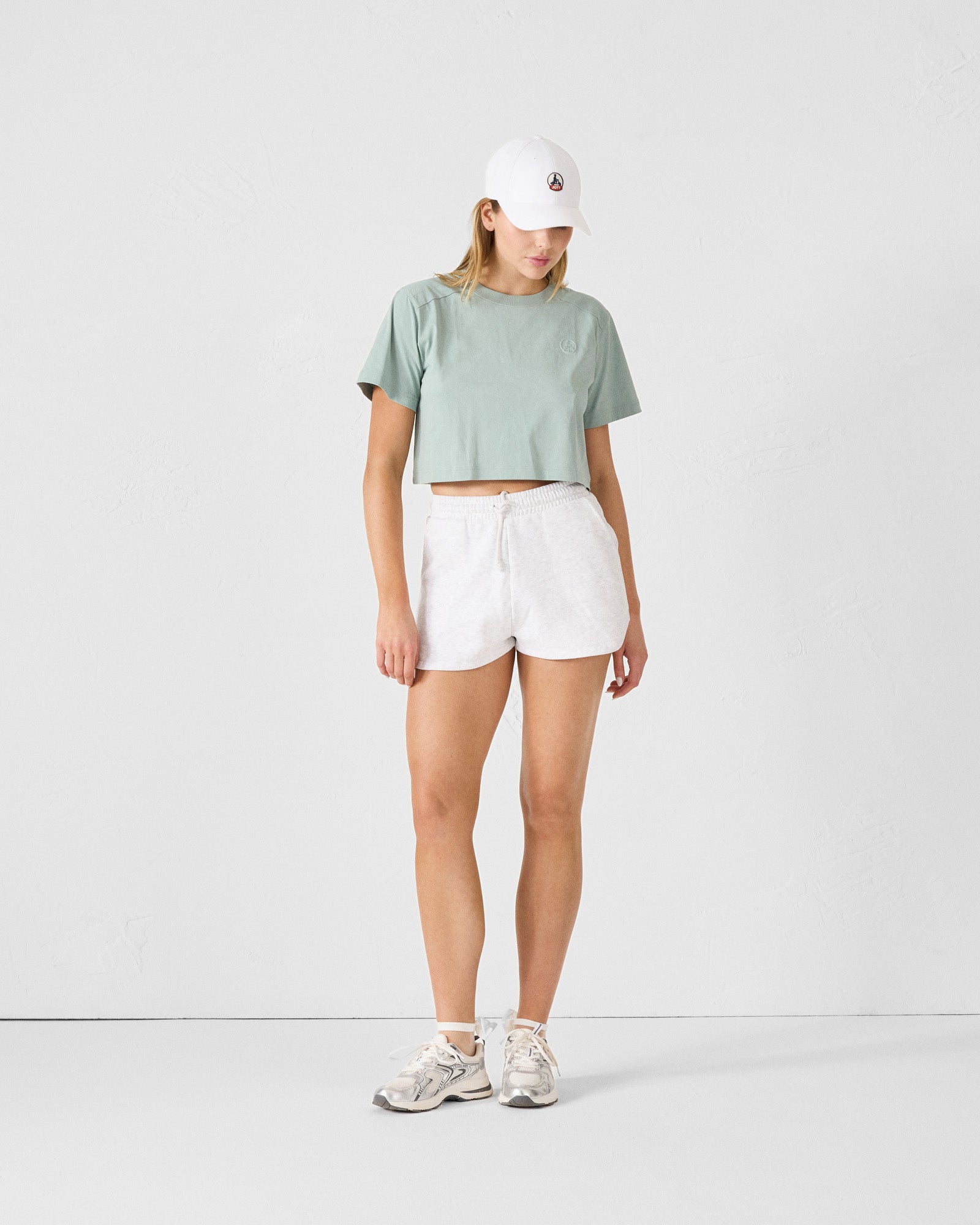 T-shirt col rond en coton Vert minéral Mazu