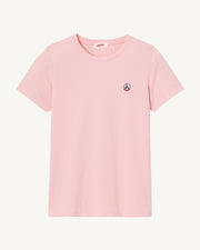T-shirt à col rond en coton biologique Rose pêche Rosas