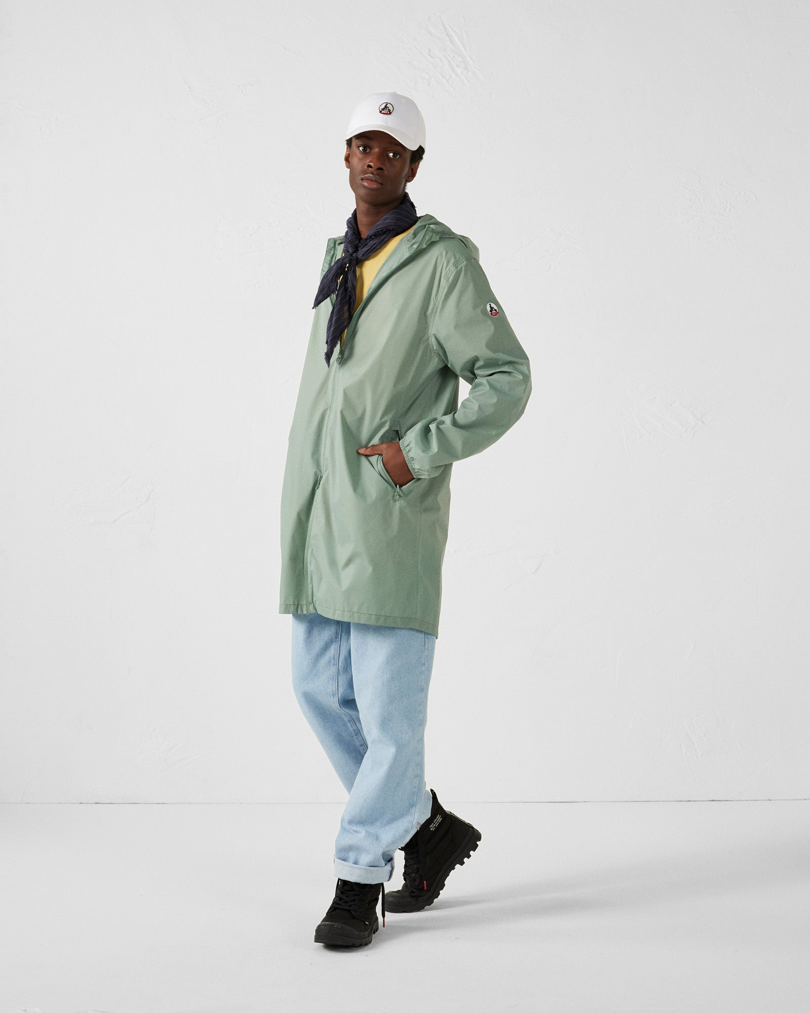 Imperméable long à capuche paquetable Vert minéral Oban
