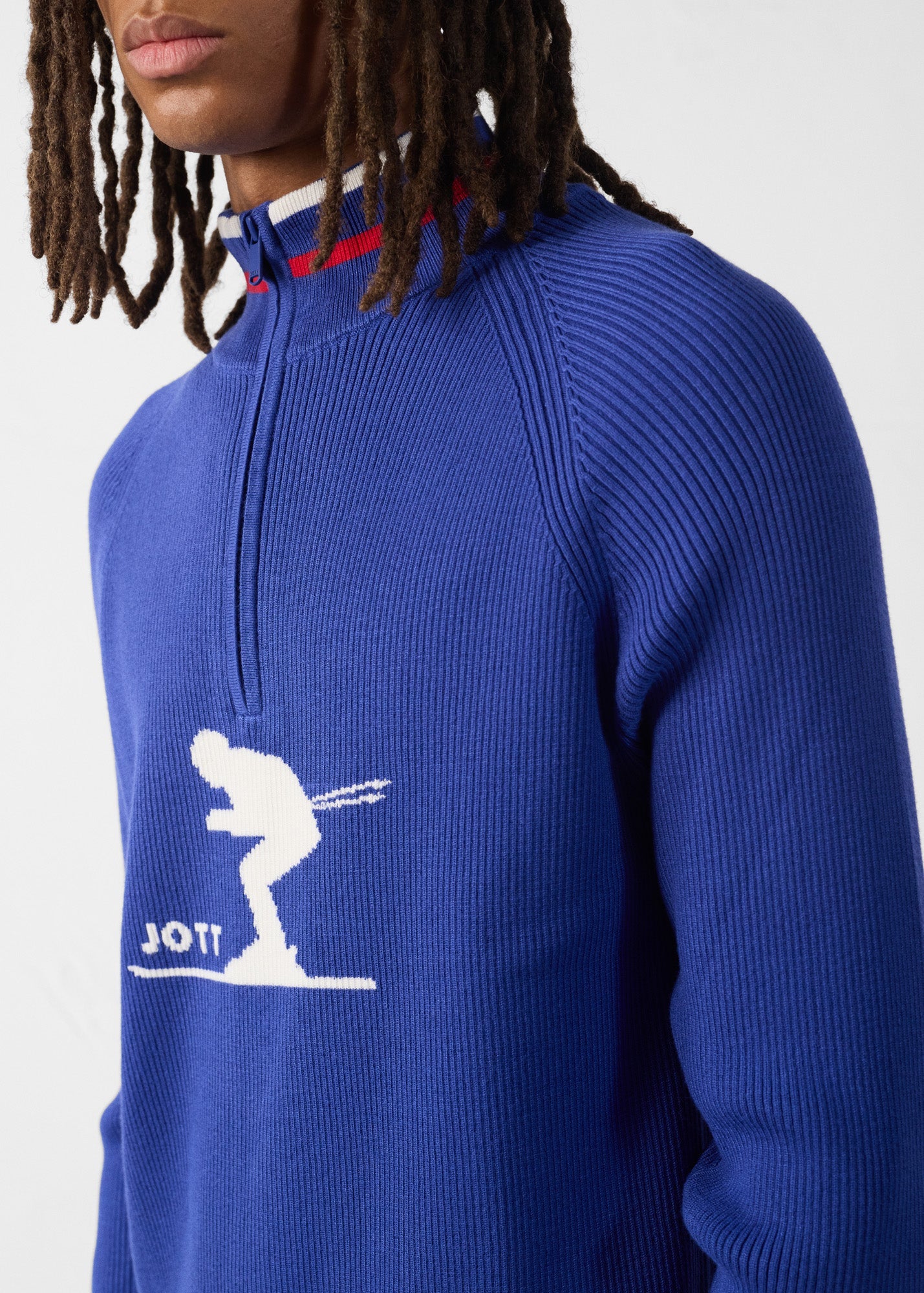 Pull côtelé col haut Bleu cobalt Banet