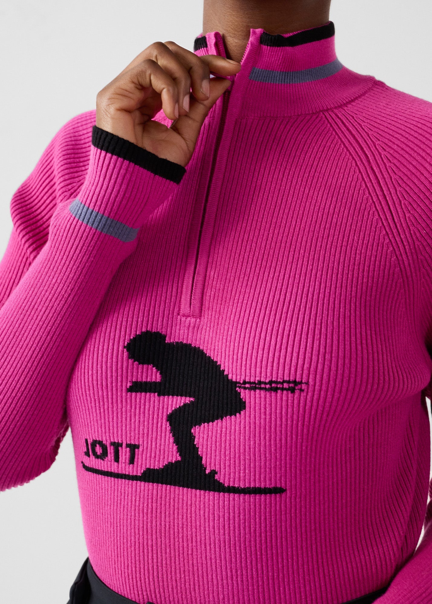 Pull côtelé col haut Rose électrique Mayt