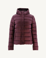 Doudoune droite à capuche Aubergine Jane