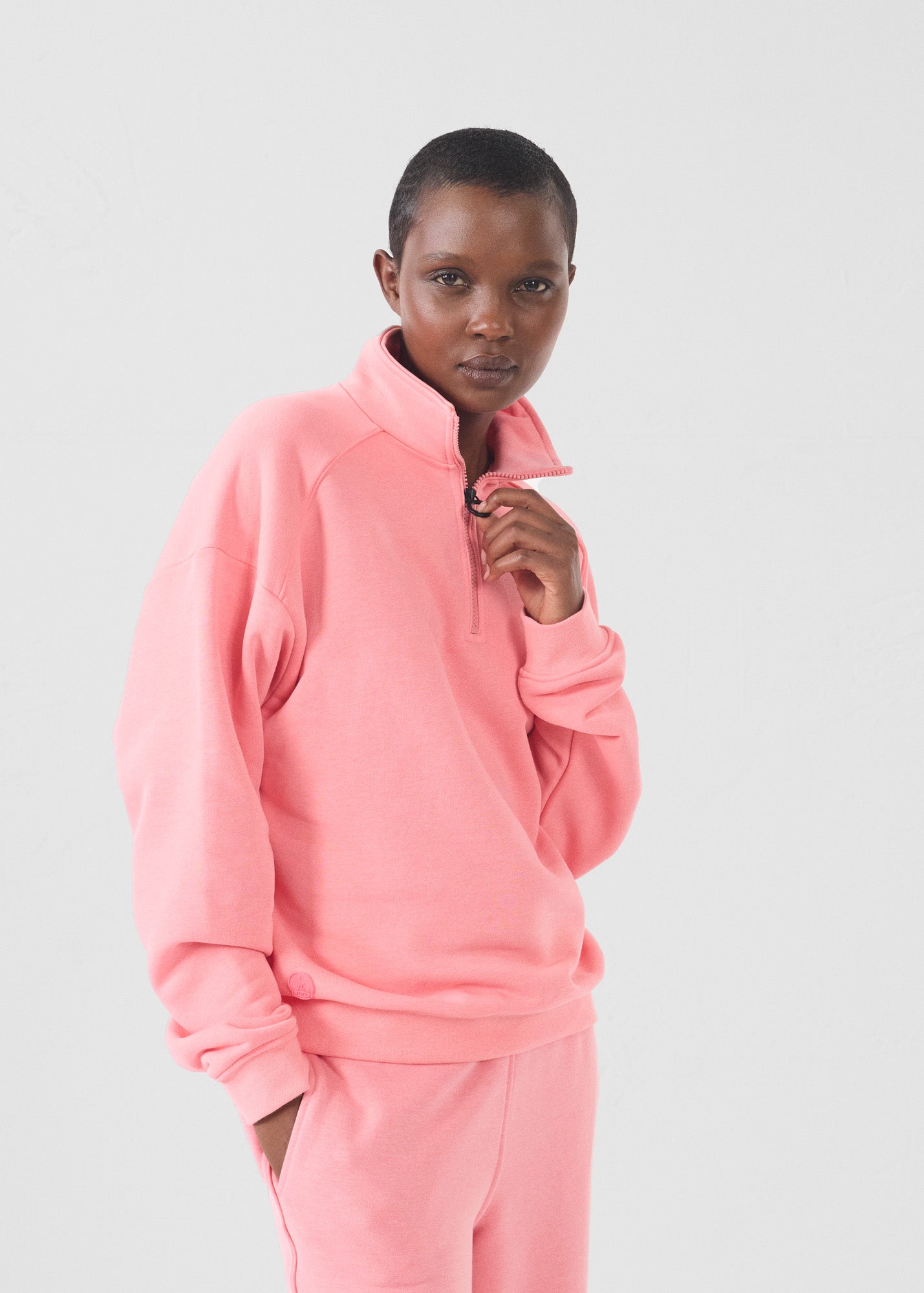 Sweatshirt demi-zippé Vibrant pink Line