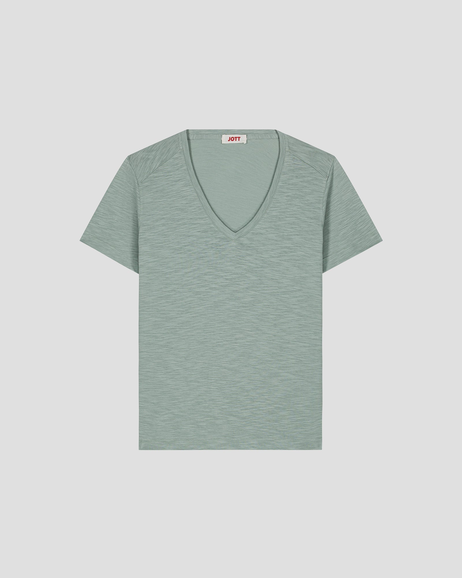 T-shirt col V femme en coton Vert minéral Sonia