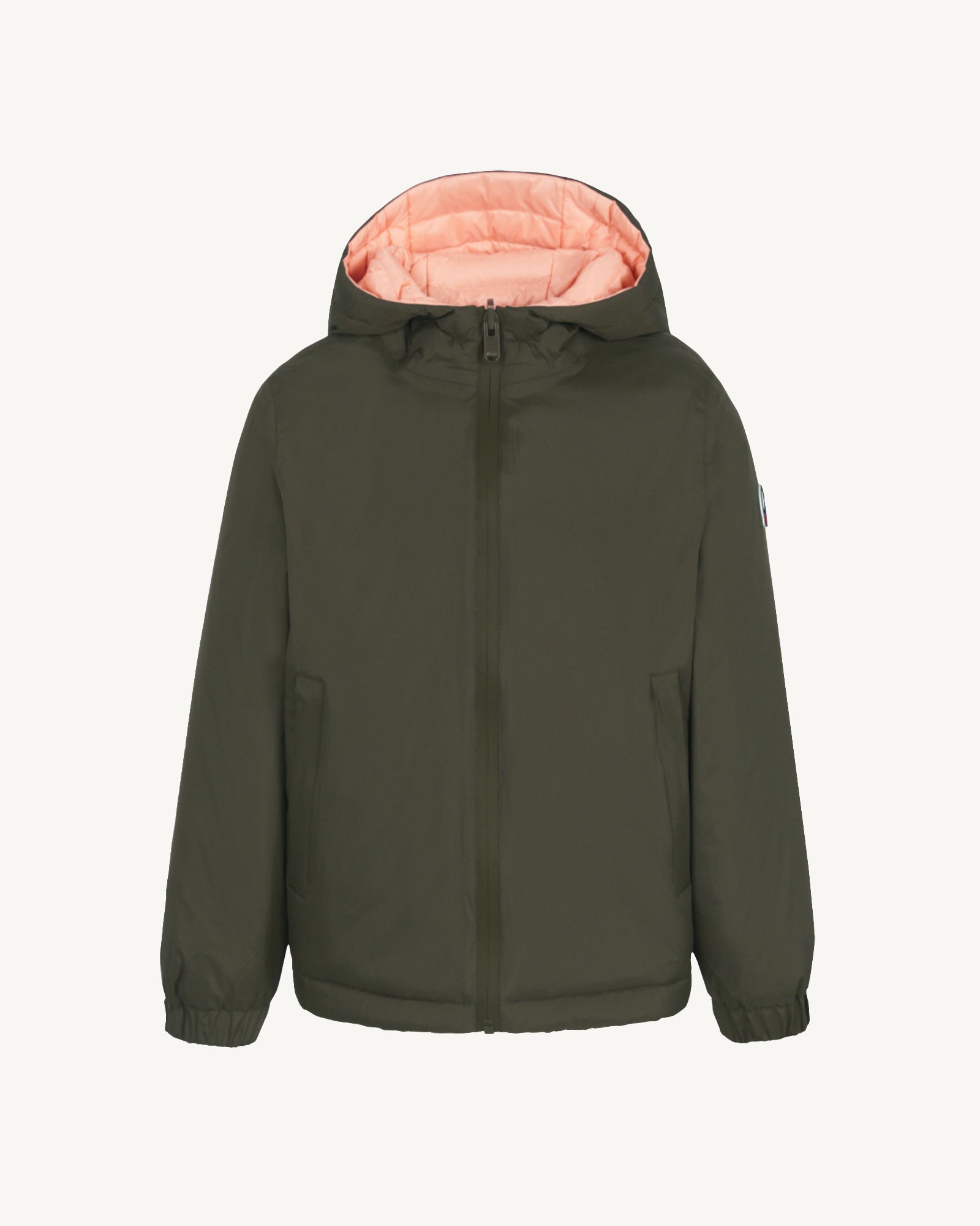 Doudoune enfant réversible à capuche Ultralight Army/Rose poudre Kyoto 2.0