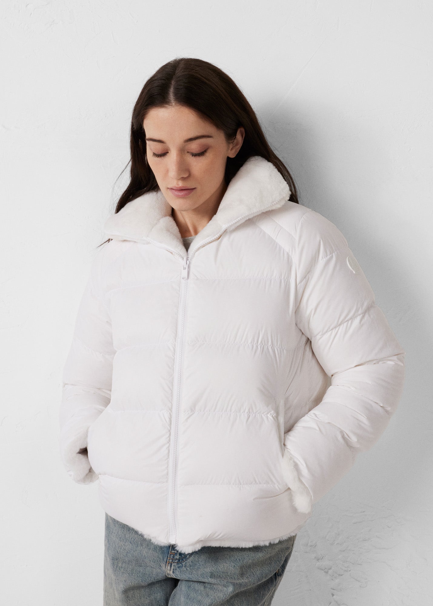 Doudoune fausse fourrure Blanc Olga