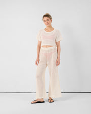 T-shirt col rond en maille de coton Naturel Giada