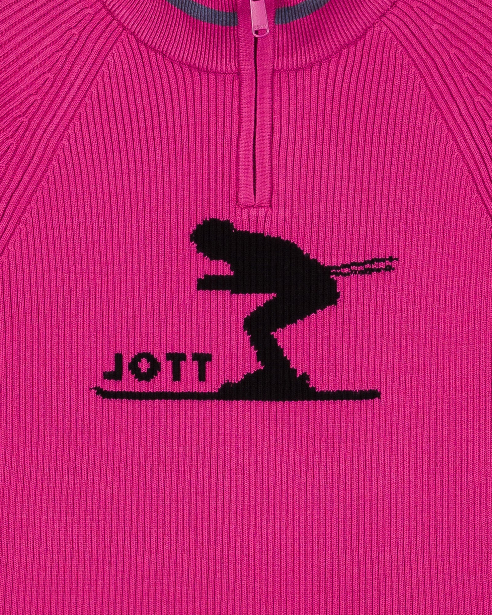 Pull côtelé col haut Rose électrique Coni
