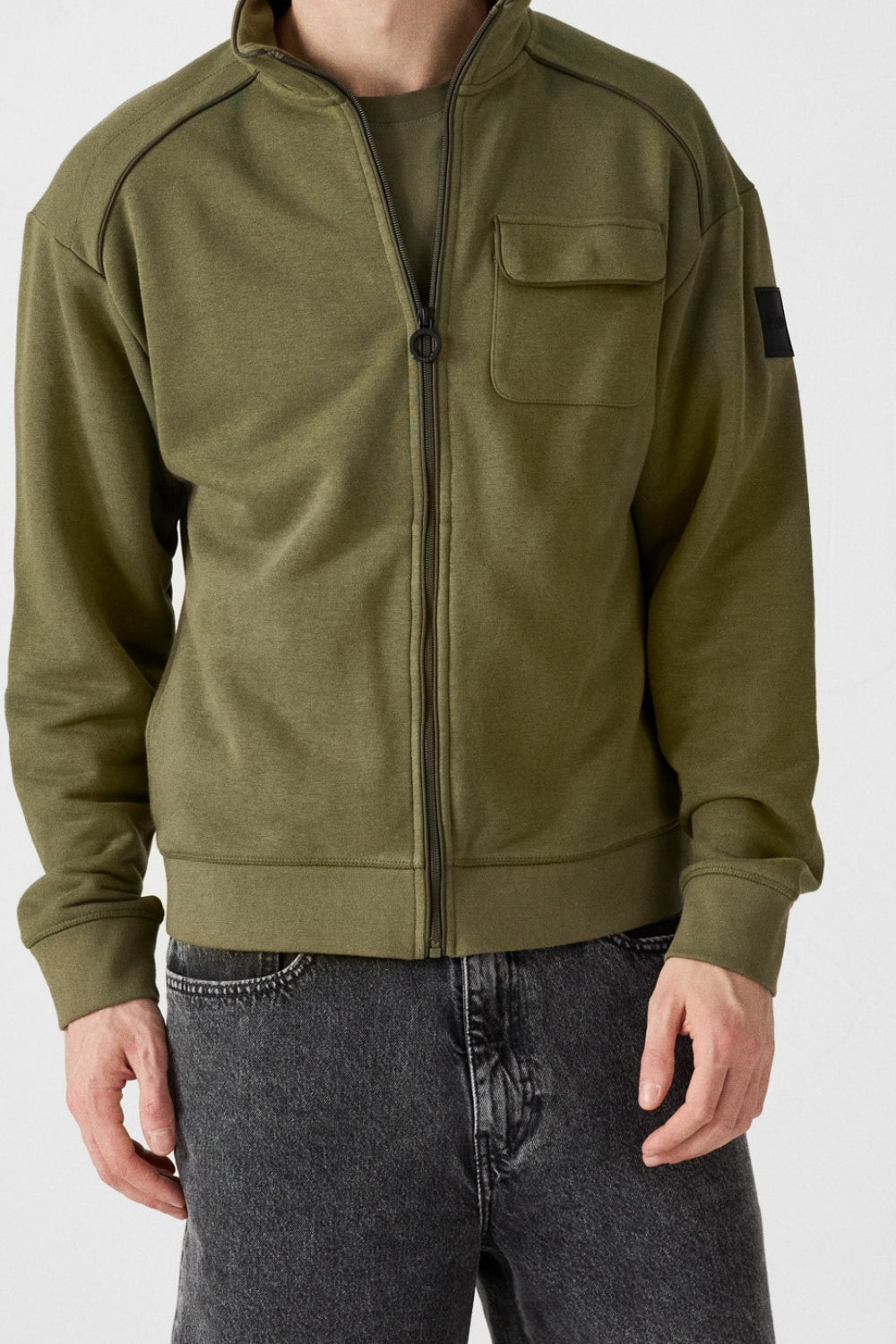 Veste col haut bimatière Army Roger
