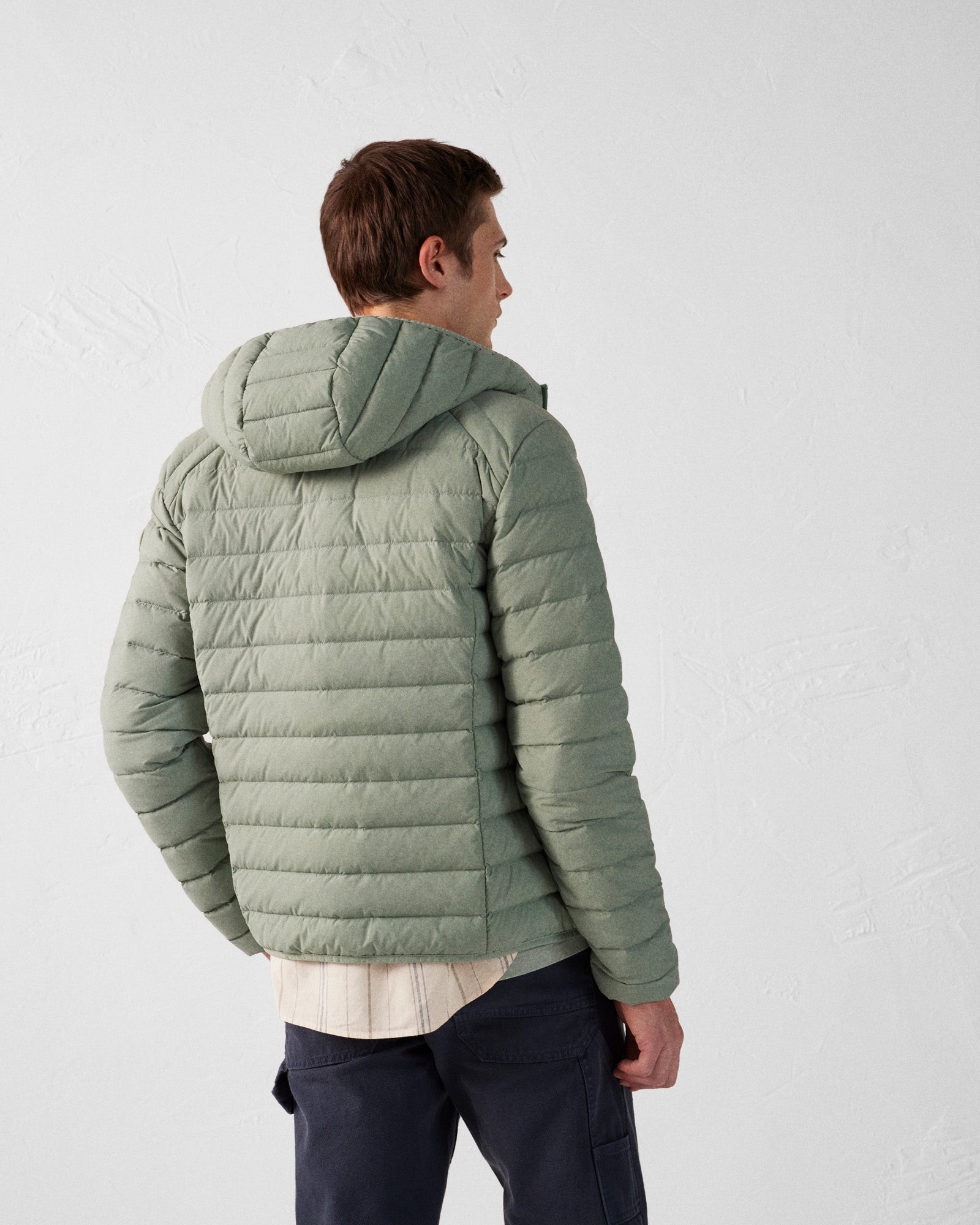 Doudoune légère stretch à capuche Vert minéral Frantz