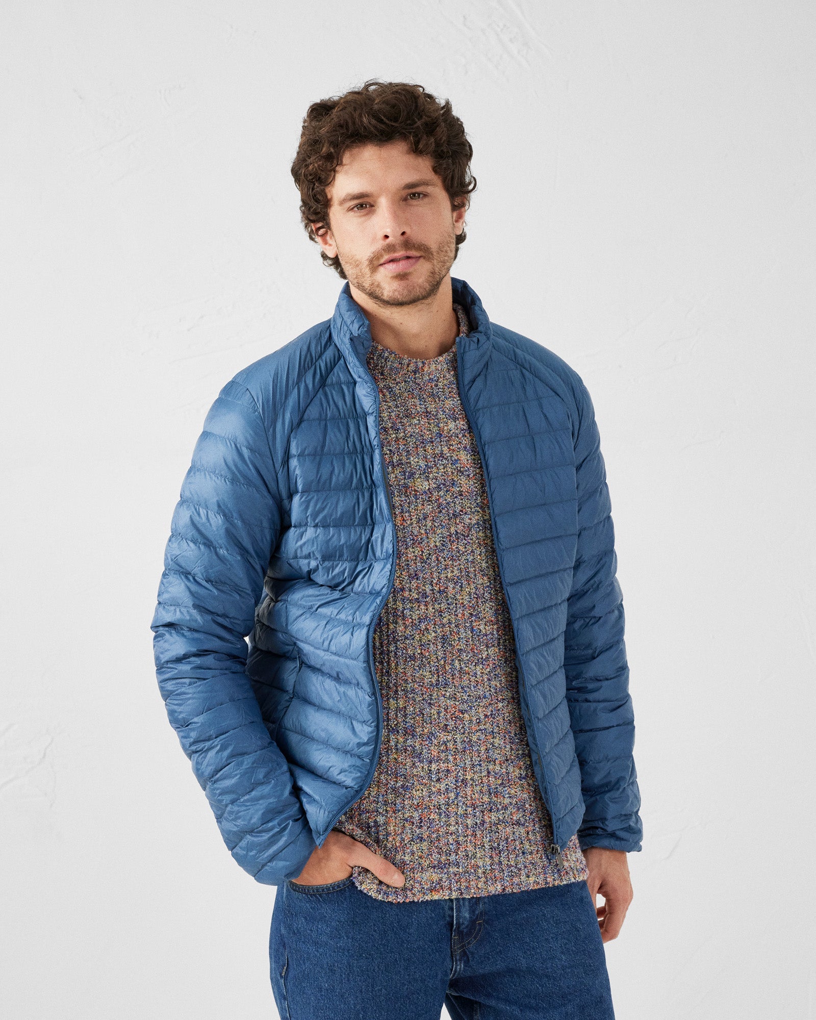 Doudoune légère Bleu jeans Mat