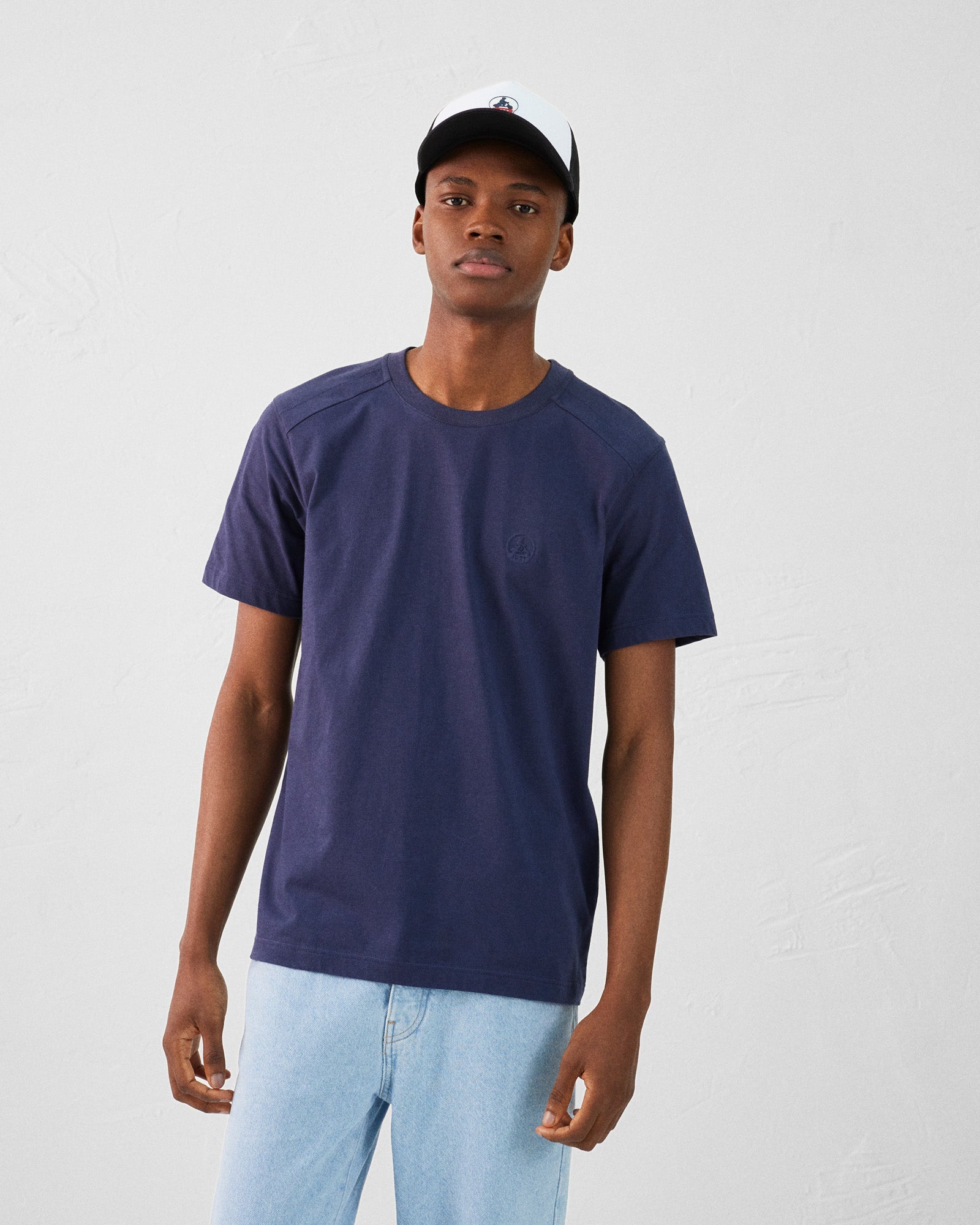 T-shirt col rond homme en coton Marine Pedro