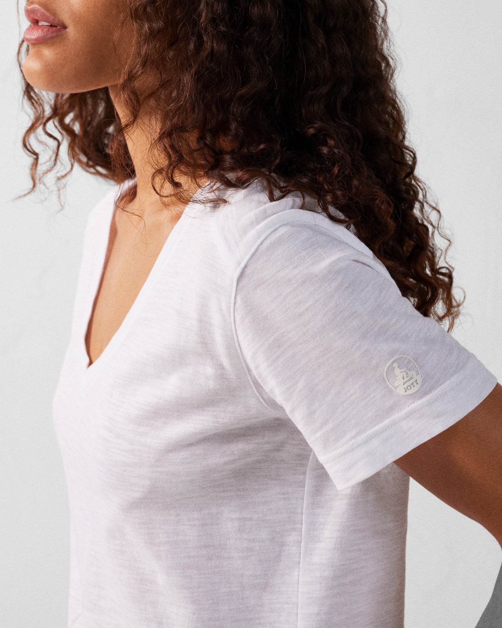 T-shirt col V femme en coton Blanc Sonia