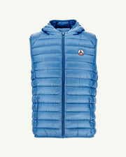 Doudoune sans manches à capuche Bleu denim Pat