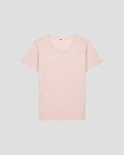 T-shirt col rond femme en coton Pêche clair Angela