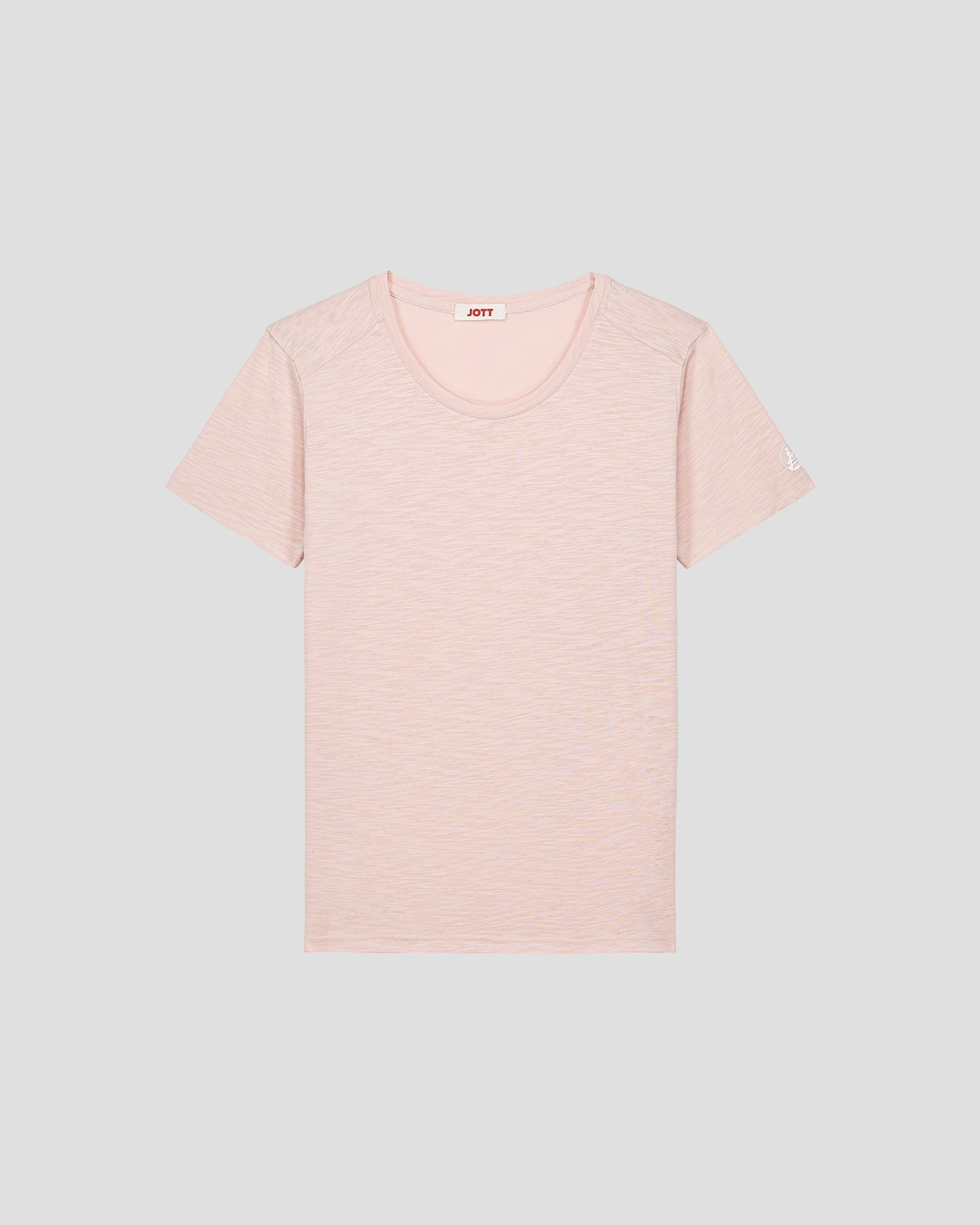 T-shirt col rond femme en coton Pêche clair Angela