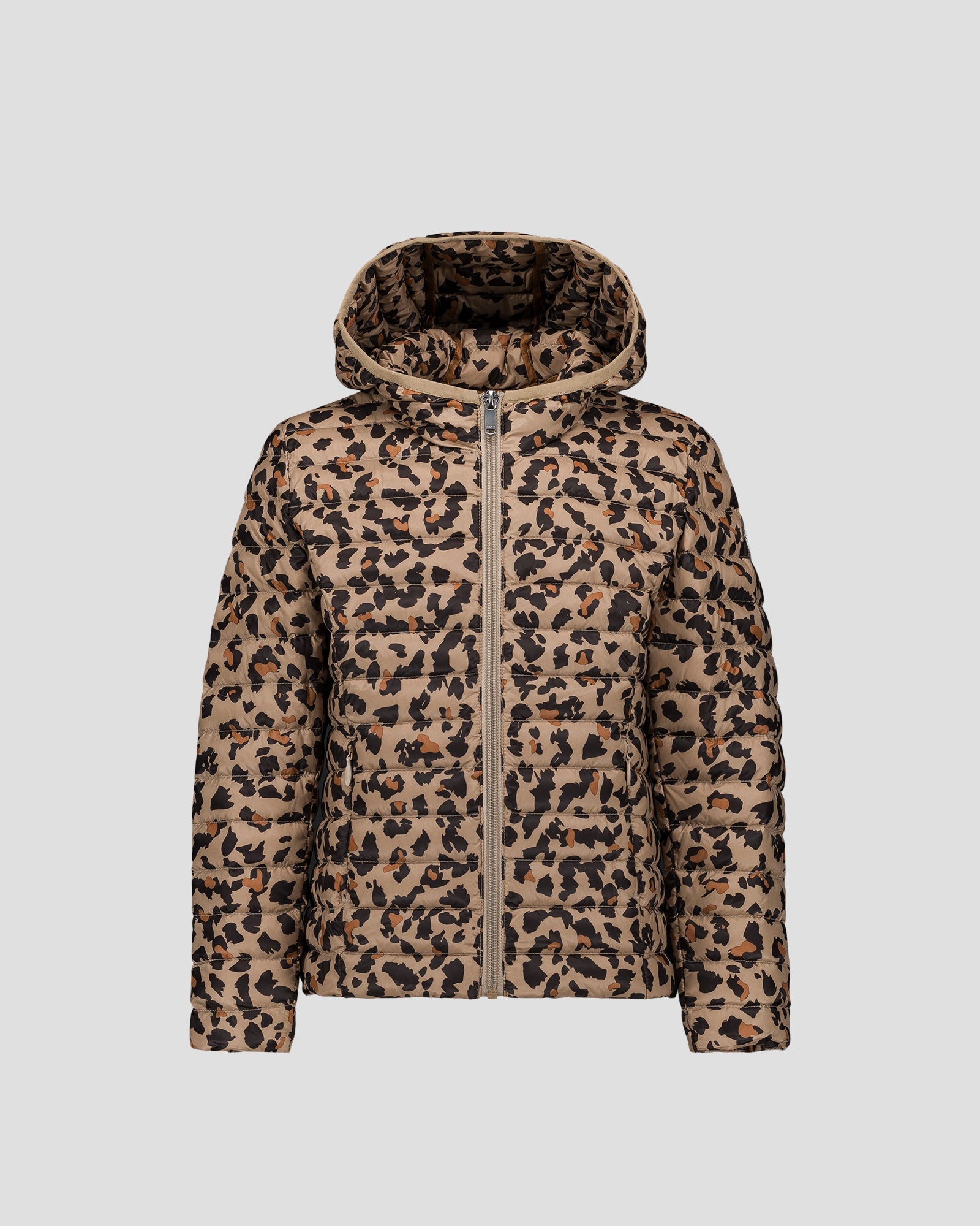 Doudoune légère à capuche enfant Leopard beige Carla print